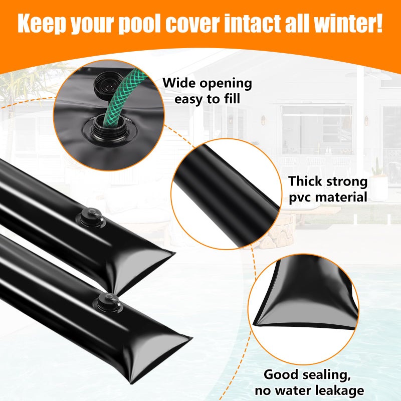 Phoncoo 10 Pack 0.6mm Thicker Pool Cover Water Bags with Pool Cover Weights Corner  8 Ft PVC Pool Water Tubes with Screw Caps for Winterizing for Inground Swimming Pool Winter Cover - Image 5